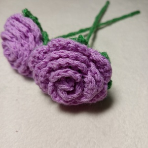 Horgolt lila rózsa szál, Otthon & Életmód, Dekoráció, Virágdísz és tartó, Csokor & Virágdísz, Horgolás, Ékszerkészítés, MESKA