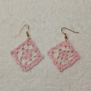 Horgolt négyzet fülbevaló , Ékszer, Fülbevaló, Lógó fülbevaló, Horgolás, Ékszerkészítés, MESKA