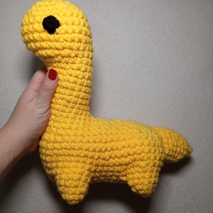 Horgolt nagy sárga dinó plüss  - Meska.hu