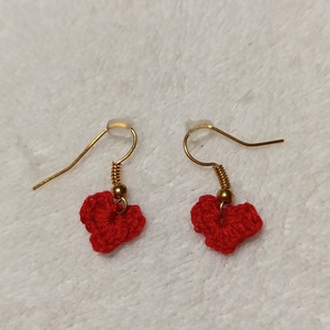 Horgolt szívecske fülbevaló bármilyen színben  - Meska.hu