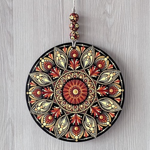 Ajtódísz - Tűzfény mandala - átmérő 20 cm - otthon & életmód - dekoráció - fali és függő dekoráció - falra akasztható dekor - Meska.hu