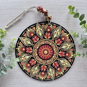 Ajtódísz - Tűzfény mandala - átmérő 20 cm - Meska.hu
