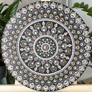 Föld színekkel pontozott mandala - átmérő 40cm - Meska.hu