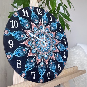 Festett mandala falióra csendes óraszerkezettel - otthon & életmód - dekoráció - fali és függő dekoráció - falióra & óra - Meska.hu