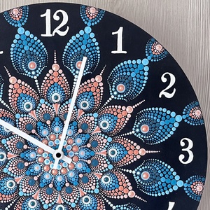 Festett mandala falióra csendes óraszerkezettel - otthon & életmód - dekoráció - fali és függő dekoráció - falióra & óra - Meska.hu