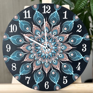 Festett mandala falióra csendes óraszerkezettel - Meska.hu