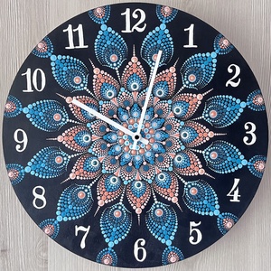 Festett mandala falióra csendes óraszerkezettel - otthon & életmód - dekoráció - fali és függő dekoráció - falióra & óra - Meska.hu