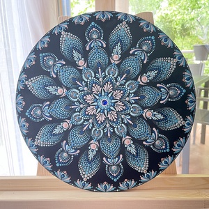 Pontozott mandala Swarovski kristállyal - átmérő 35cm, Otthon & Életmód, Dekoráció, Fali és függő dekoráció, Falra akasztható dekor, Festett tárgyak, MESKA