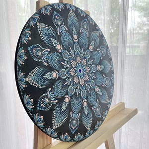 Pontozott mandala Swarovski kristállyal - átmérő 35cm - otthon & életmód - dekoráció - fali és függő dekoráció - falra akasztható dekor - Meska.hu