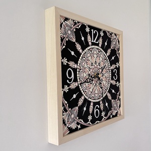 Falióra képkeretben, festett mandala mintával - 25 x 25 cm - otthon & életmód - dekoráció - fali és függő dekoráció - falióra & óra - Meska.hu