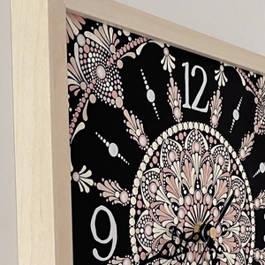 Falióra képkeretben, festett mandala mintával - 25 x 25 cm - otthon & életmód - dekoráció - fali és függő dekoráció - falióra & óra - Meska.hu