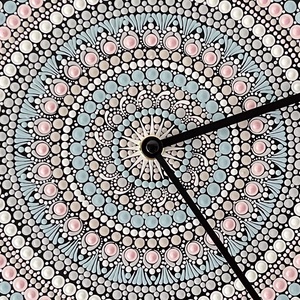 Mandala falióra, kék és róza színekkel, átmérő 35 cm - otthon & életmód - dekoráció - fali és függő dekoráció - falióra & óra - Meska.hu