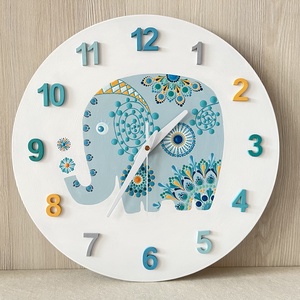 Elefánt festett falióra, átmérő 35 cm - Meska.hu