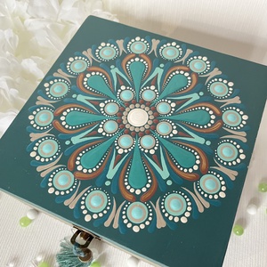 Mandala mintával festett fadoboz - teásdoboz - teafiltertartó - otthon & életmód - tárolás & rendszerezés - doboz - Meska.hu