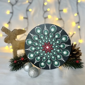 Karácsonyi hűtőmágnes mandala mintával - 15cm - Meska.hu