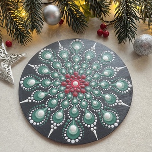 Karácsonyi hűtőmágnes mandala mintával - 15cm - otthon & életmód - dekoráció - spiritualitás - mandala - Meska.hu
