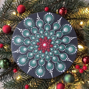 Karácsonyi hűtőmágnes mandala mintával - 15cm - otthon & életmód - dekoráció - spiritualitás - mandala - Meska.hu