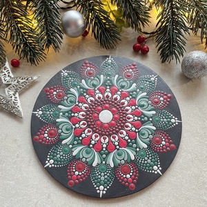 Karácsonyi hűtőmágnes mandala mintával - 15cm - otthon & életmód - dekoráció - spiritualitás - mandala - Meska.hu