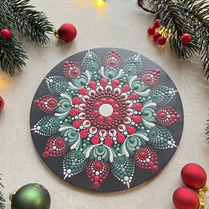 Karácsonyi hűtőmágnes mandala mintával - 15cm - otthon & életmód - dekoráció - spiritualitás - mandala - Meska.hu