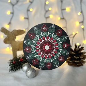 Karácsonyi hűtőmágnes mandala mintával - 15cm - otthon & életmód - dekoráció - spiritualitás - mandala - Meska.hu