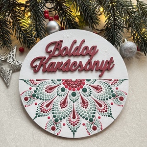 Boldog Karácsonyt hűtőmágnes mandala mintával - 18cm - otthon & életmód - dekoráció - spiritualitás - mandala - Meska.hu
