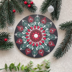 Karácsonyi hűtőmágnes mandala mintával - 15cm - Meska.hu