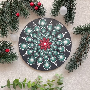 Karácsonyi hűtőmágnes mandala mintával - 15cm - otthon & életmód - dekoráció - spiritualitás - mandala - Meska.hu