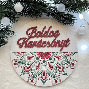 Boldog Karácsonyt hűtőmágnes mandala mintával - 18cm - Meska.hu