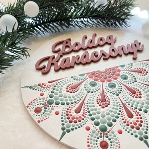 Boldog Karácsonyt hűtőmágnes mandala mintával - 18cm - otthon & életmód - dekoráció - spiritualitás - mandala - Meska.hu
