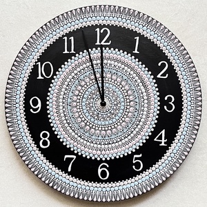 Mandala falióra, kék és róza színekkel, átmérő 35 cm, Otthon & Életmód, Dekoráció, Fali és függő dekoráció, Falióra & óra, Festett tárgyak, MESKA