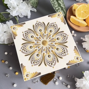 Mandala mintával festett aranybarna fadoboz - teásdoboz - teafiltertartó - otthon & életmód - tárolás & rendszerezés - doboz - Meska.hu