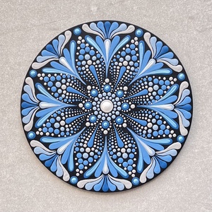 Hűtőmágnes kékes mandala mintával - 13,5cm, Otthon & Életmód, Konyhafelszerelés, tálalás, Konyhai dekoráció, Hűtőmágnes, Festett tárgyak, MESKA
