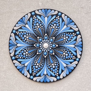 Hűtőmágnes kékes mandala mintával - 13,5cm - Meska.hu