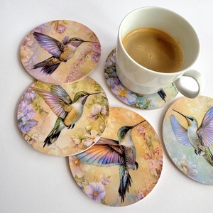 Fa poháralátét kolibri mintákkal  többféle design, Otthon & Életmód, Konyhafelszerelés, tálalás, Tálalás, Tányér- és poháralátét, Decoupage, transzfer és szalvétatechnika, MESKA