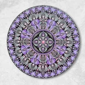 Mandala falidísz lila és olajzöld színekben  kézzel festett különlegesség, Otthon & Életmód, Dekoráció, Spiritualitás, Mandala, Festett tárgyak, MESKA