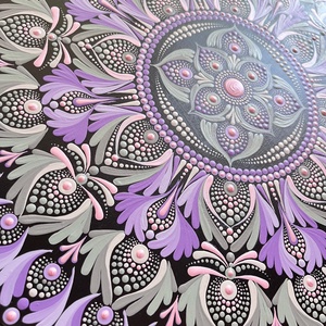 Mandala falidísz lila és olajzöld színekben  kézzel festett különlegesség - otthon & életmód - dekoráció - spiritualitás - mandala - Meska.hu