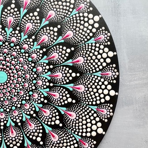 Mandala falidísz türkiz és rózsaszín színekben  kézzel festett egyedi darab - otthon & életmód - dekoráció - spiritualitás - mandala - Meska.hu