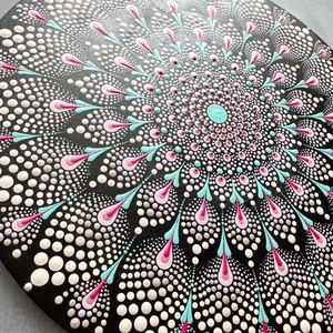 Mandala falidísz türkiz és rózsaszín színekben  kézzel festett egyedi darab - otthon & életmód - dekoráció - spiritualitás - mandala - Meska.hu