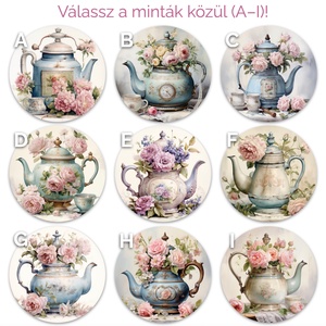 Fa poháralátét teáskanna mintákkal  többféle design - otthon & életmód - konyhafelszerelés, tálalás - tálalás - tányér- és poháralátét - Meska.hu