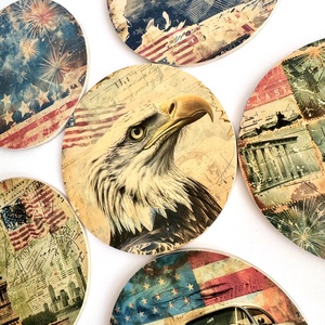 Fa poháralátét USA mintákkal  többféle design - otthon & életmód - konyhafelszerelés, tálalás - tálalás - tányér- és poháralátét - Meska.hu