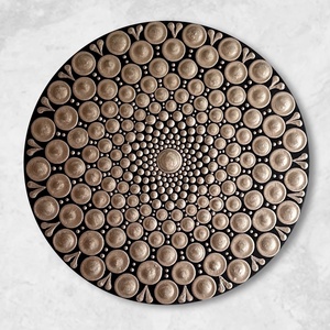 Világos bronz mandala hűtőmágnes  15 cm, kézzel festett egyedi dísz - otthon & életmód - konyhafelszerelés, tálalás - konyhai dekoráció - hűtőmágnes - Meska.hu