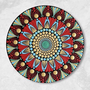 Tűzfény mandala hűtőmágnes  piros, arany, kézzel festett egyedi dísz, Otthon & Életmód, Konyhafelszerelés, tálalás, Konyhai dekoráció, Hűtőmágnes, Festett tárgyak, MESKA