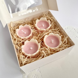 Kézműves szójaviasz tulipán gyertya válogatás (4 db) díszdobozban - Babarózsaszín - otthon & életmód - gyertya, illat, aroma - gyertya - Meska.hu