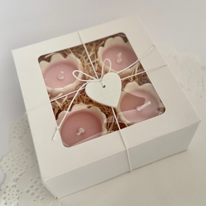 Kézműves szójaviasz tulipán gyertya válogatás (4 db) díszdobozban - Babarózsaszín - otthon & életmód - gyertya, illat, aroma - gyertya - Meska.hu