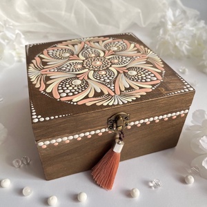 Mandala mintával festett fadoboz - teásdoboz - teafiltertartó, Otthon & Életmód, Tárolás & Rendszerezés, Doboz, Famegmunkálás, Festett tárgyak, MESKA
