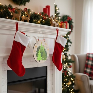 DIY festő szett - Fenyőfás karácsonyi ajtódísz (20 cm) - diy (csináld magad) - egységcsomag - Meska.hu