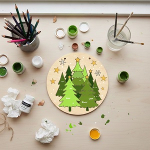 DIY festő szett - Fenyőfás karácsonyi ajtódísz (20 cm) - diy (csináld magad) - egységcsomag - Meska.hu