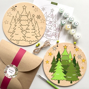 DIY festő szett - Fenyőfás karácsonyi ajtódísz (20 cm) - Meska.hu