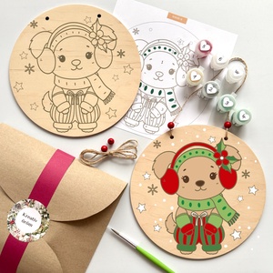 Téli manóruhás kutyus ajtódísz alkotóbox   DIY festőkészlet gyerekeknek - Meska.hu