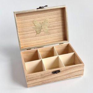 Lila pillangós fa teásdoboz � 6 rekeszes kézzel díszített teafilter tartó - otthon & életmód - konyhafelszerelés, tálalás - konyhai tárolás - tea & kávé tárolás - Meska.hu
